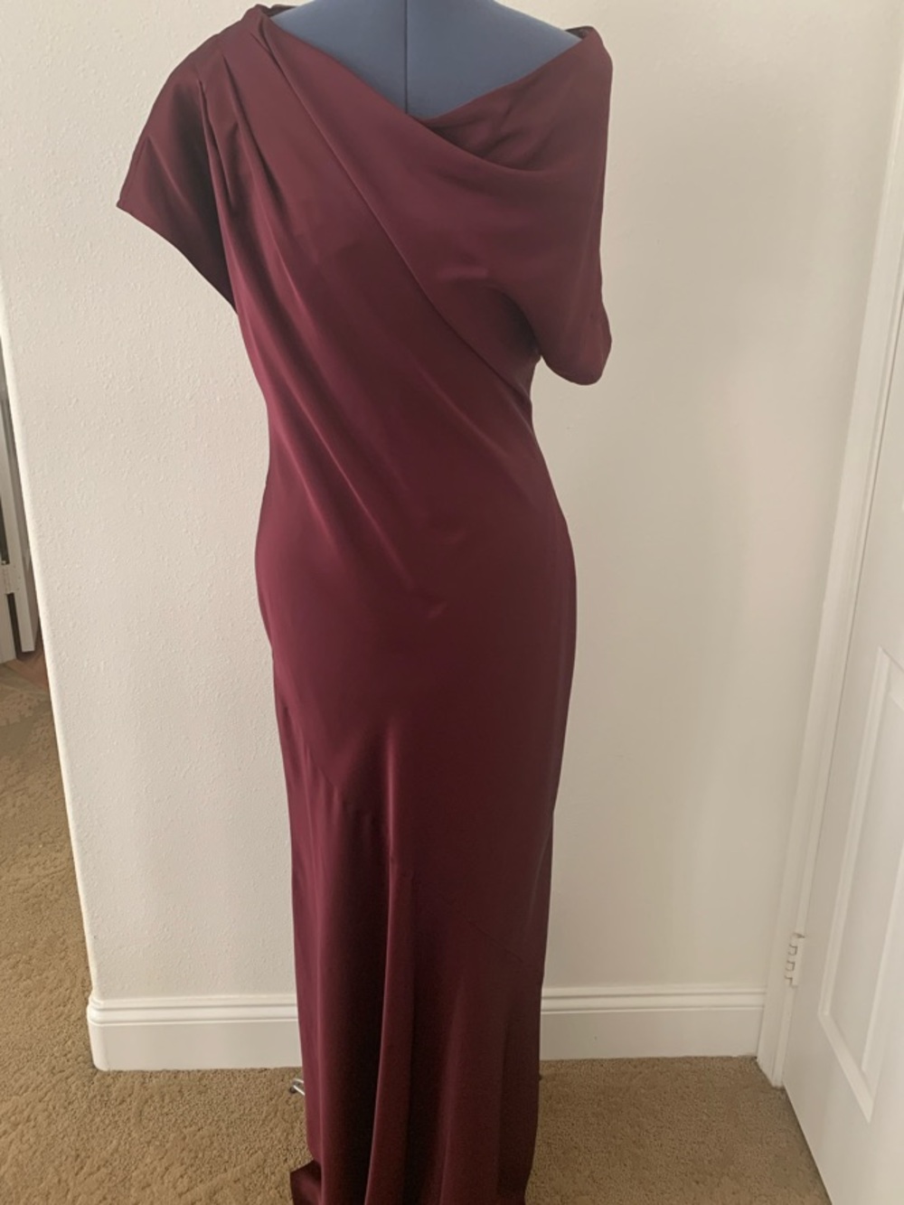Ralph Lauren Burgundy/ garnet  Asymmetric One-Shoulder Maxi Dress